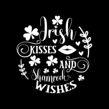Irish Kisses and Shamrock Wishes - St. Patrick's Day T-Shirt-Black-S-Custom One Express