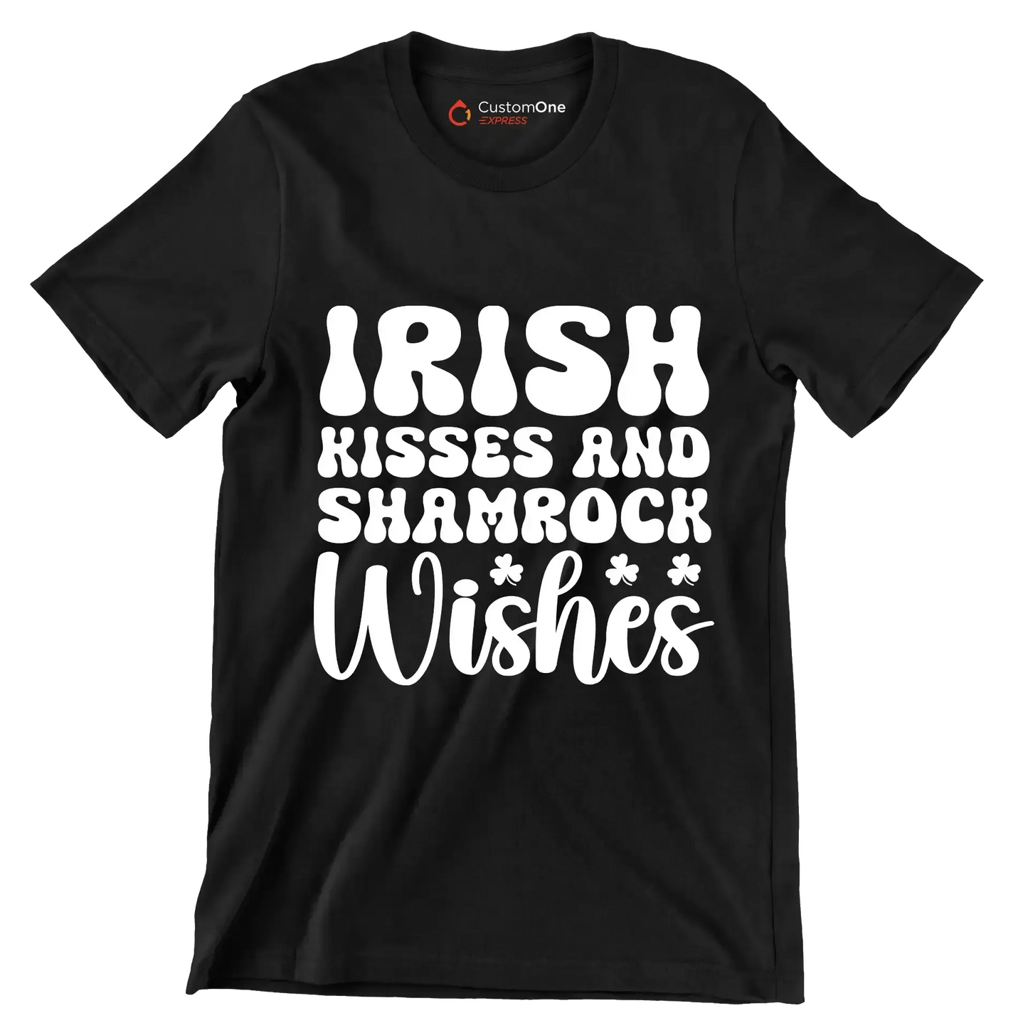 Irish kisses and shamrock wishes - St. Patrick's Day T-Shirt-Black-S-Custom One Express