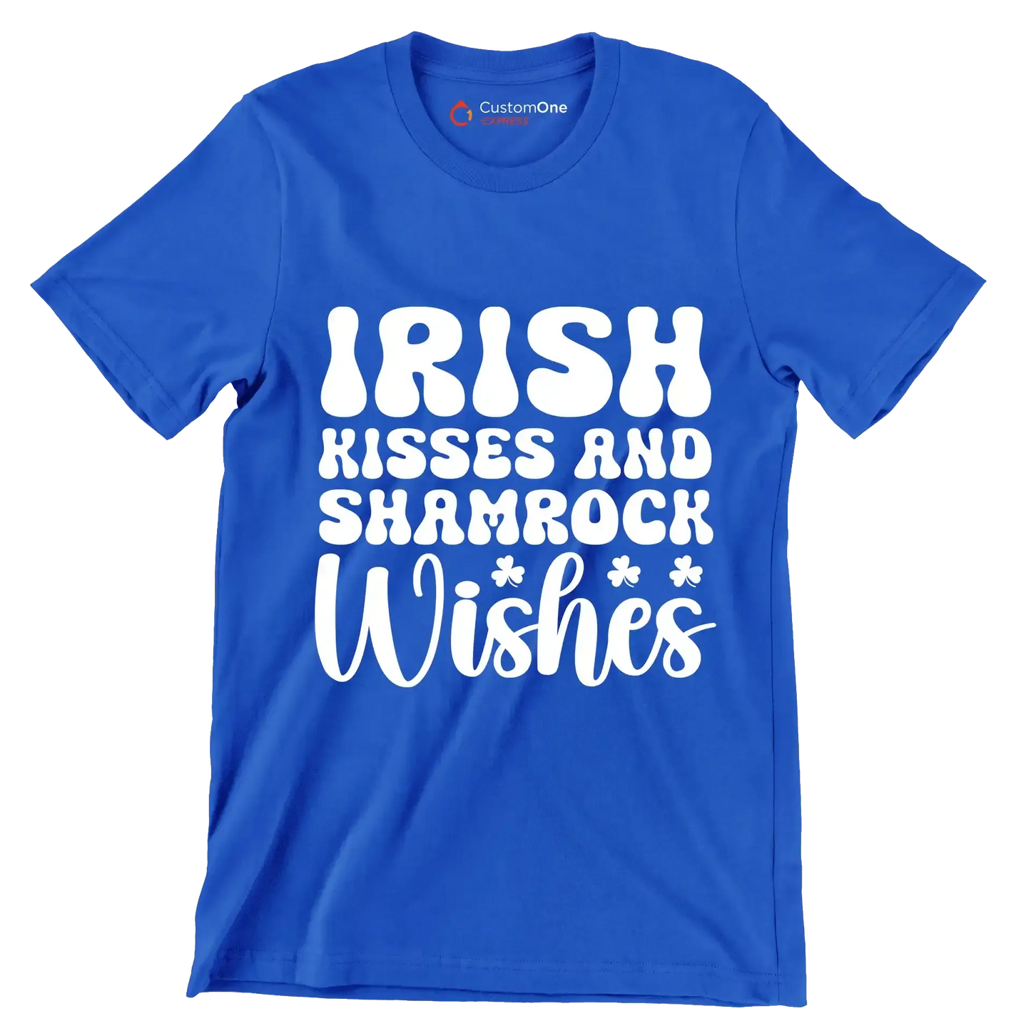 Irish kisses and shamrock wishes - St. Patrick's Day T-Shirt-Blue-S-Custom One Express
