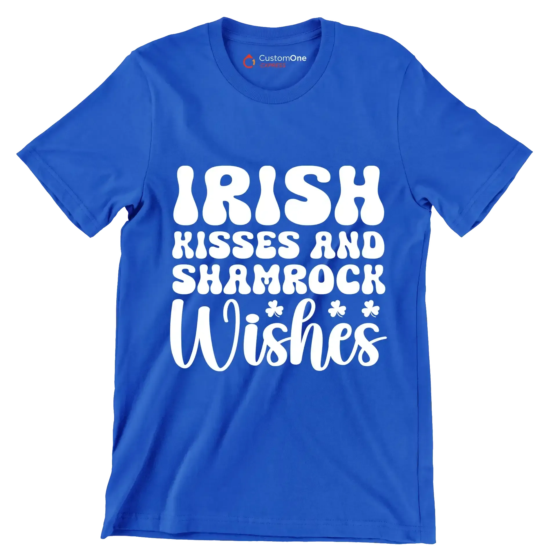 Irish kisses and shamrock wishes - St. Patrick's Day T-Shirt-Blue-S-Custom One Express