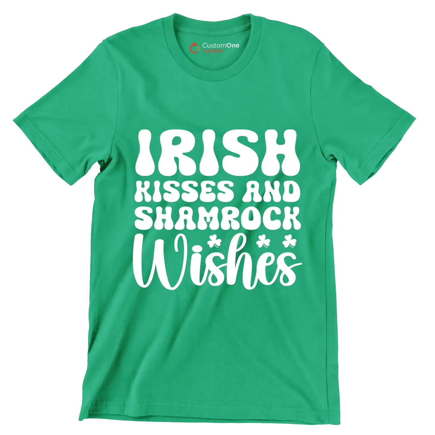 Irish kisses and shamrock wishes - St. Patrick's Day T-Shirt-Green-S-Custom One Express
