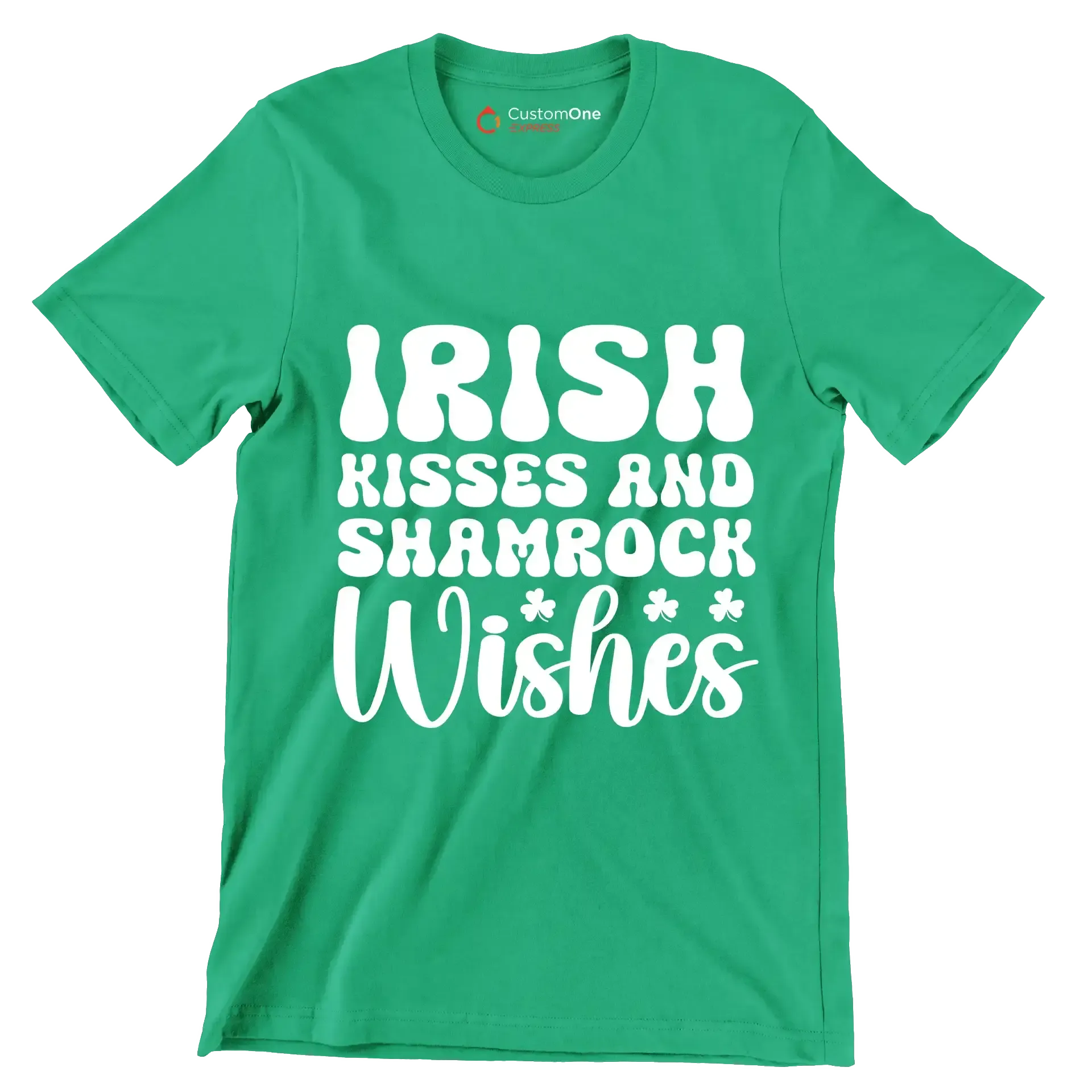 Irish kisses and shamrock wishes - St. Patrick's Day T-Shirt-Green-S-Custom One Express