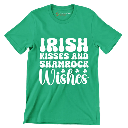 Irish kisses and shamrock wishes - St. Patrick's Day T-Shirt-Green-S-Custom One Express