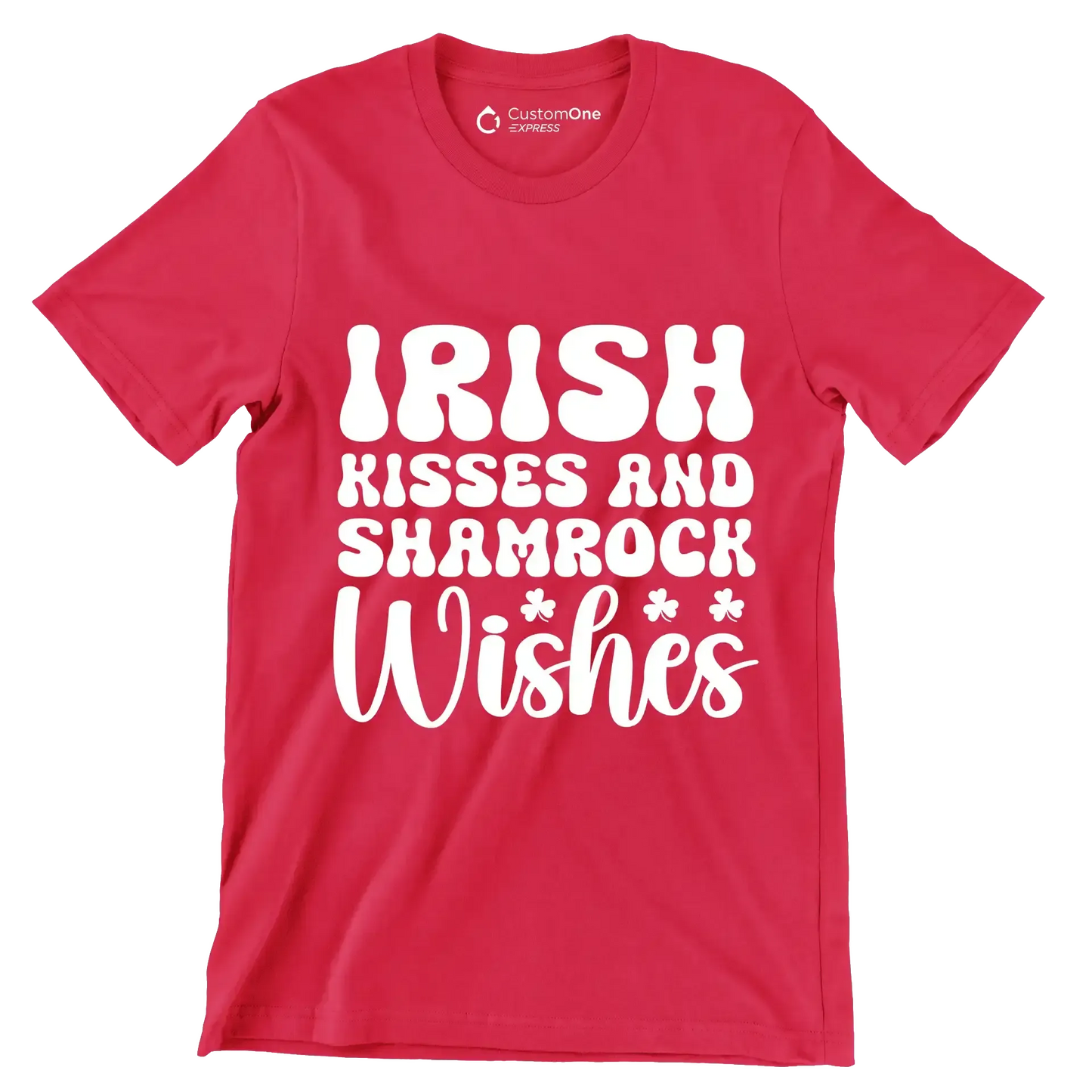 Irish kisses and shamrock wishes - St. Patrick's Day T-Shirt-Red-S-Custom One Express