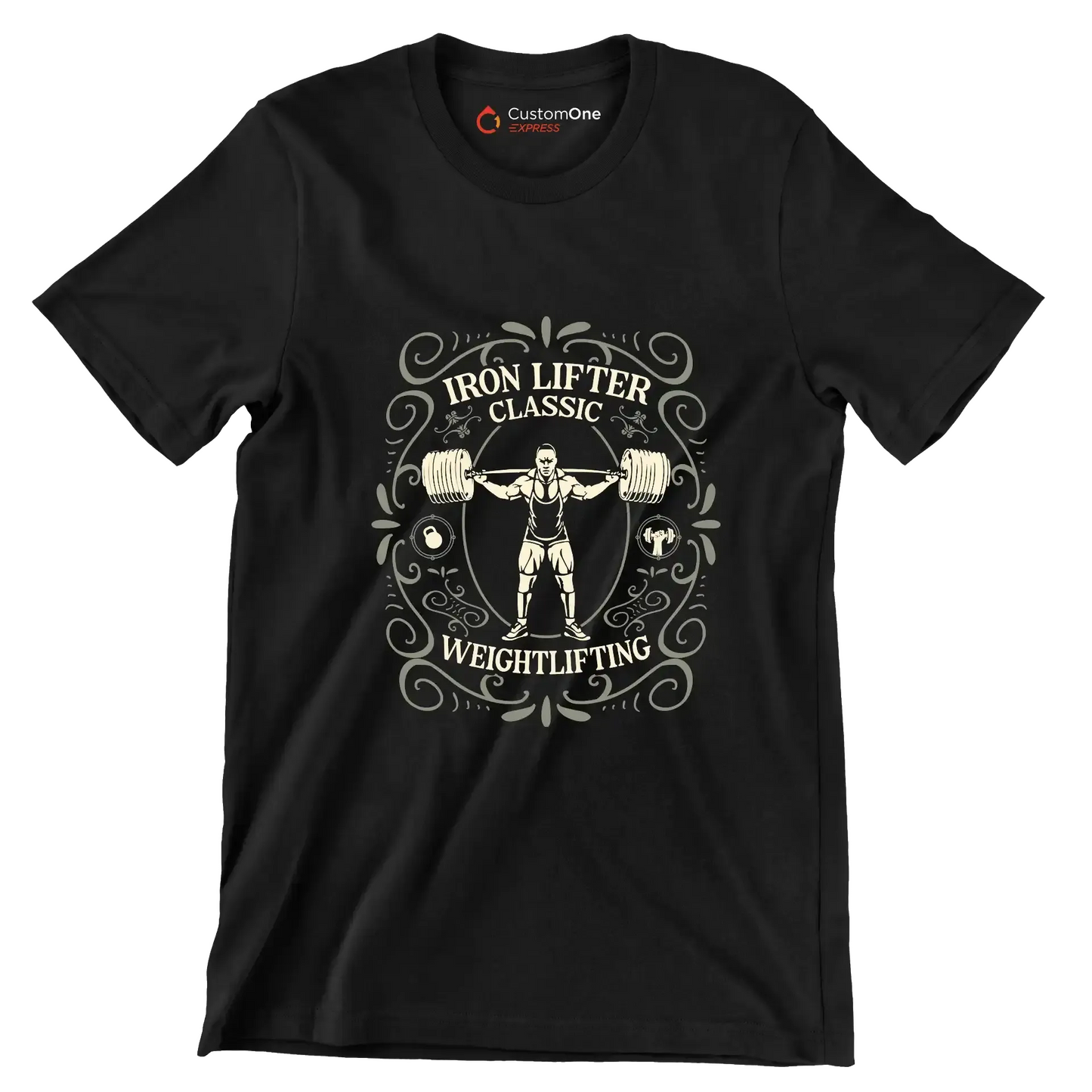Iron Lifter Classic Weightlifting - Gym Themed T-Shirt-Black-S-Custom One Express