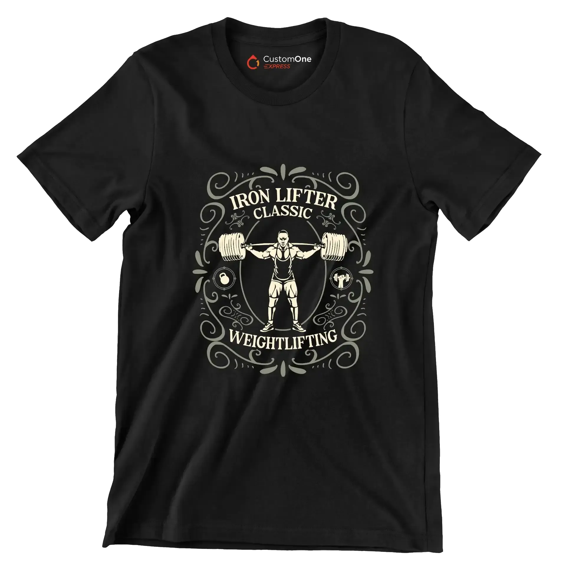 Iron Lifter Classic Weightlifting - Gym Themed T-Shirt-Black-S-Custom One Express