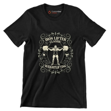Iron Lifter Classic Weightlifting - Gym Themed T-Shirt-Black-S-Custom One Express
