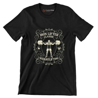 Iron Lifter Classic Weightlifting - Gym Themed T-Shirt-Black-S-Custom One Express