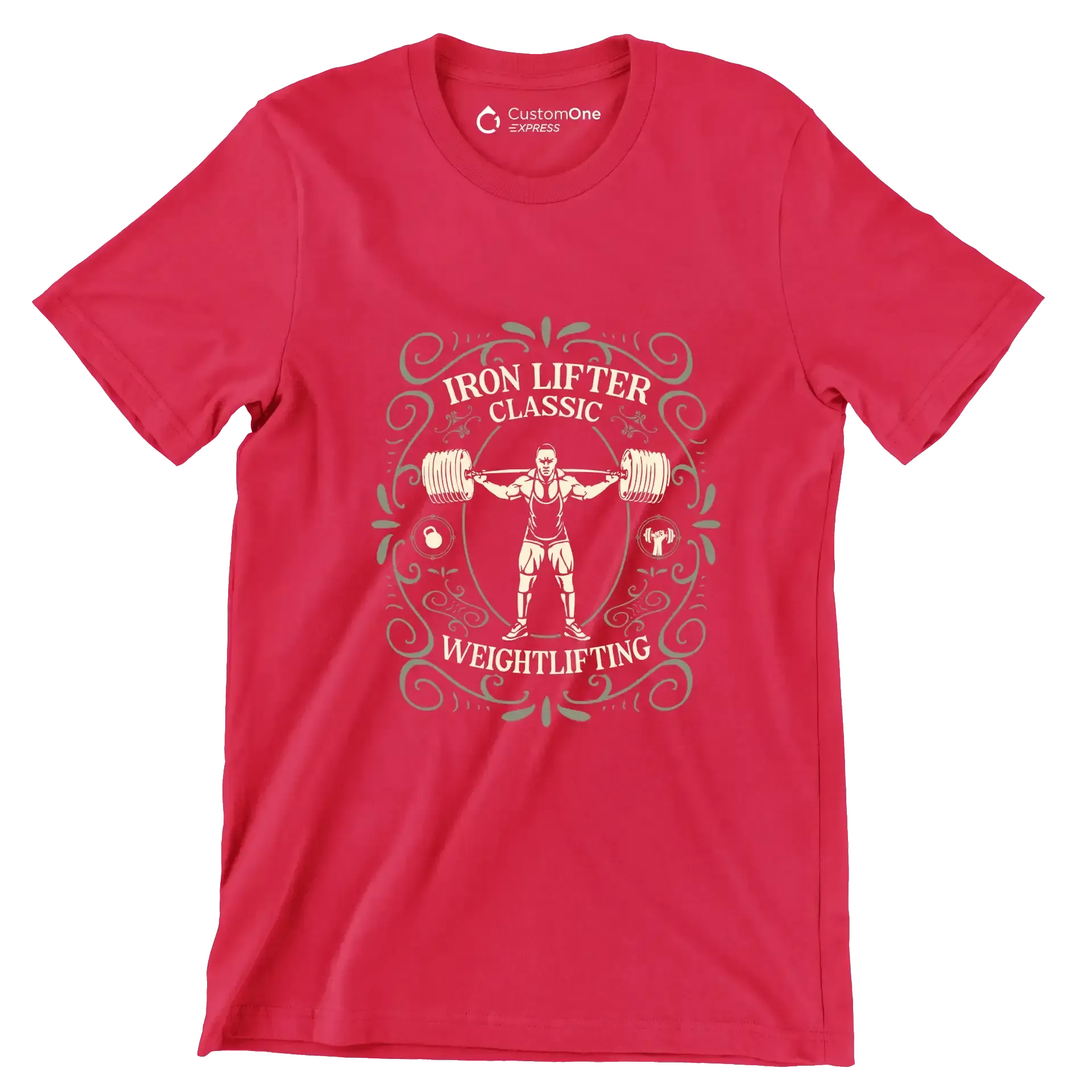 Iron Lifter Classic Weightlifting - Gym Themed T-Shirt-Red-S-Custom One Express
