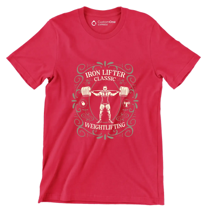 Iron Lifter Classic Weightlifting - Gym Themed T-Shirt-Red-S-Custom One Express