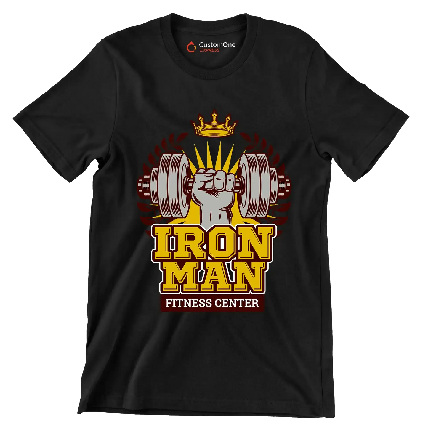 Iron Man Fitness Center - Gym Themed T-Shirt-Black-S-Custom One Express