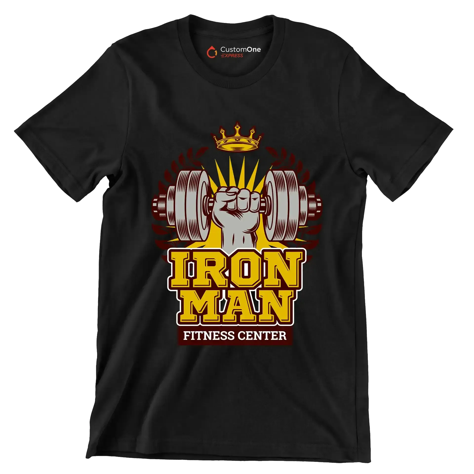 Iron Man Fitness Center - Gym Themed T-Shirt-Black-S-Custom One Express