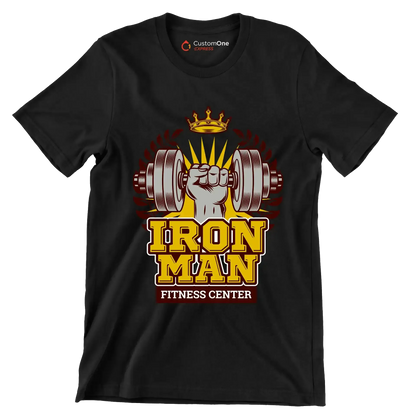 Iron Man Fitness Center - Gym Themed T-Shirt-Black-S-Custom One Express