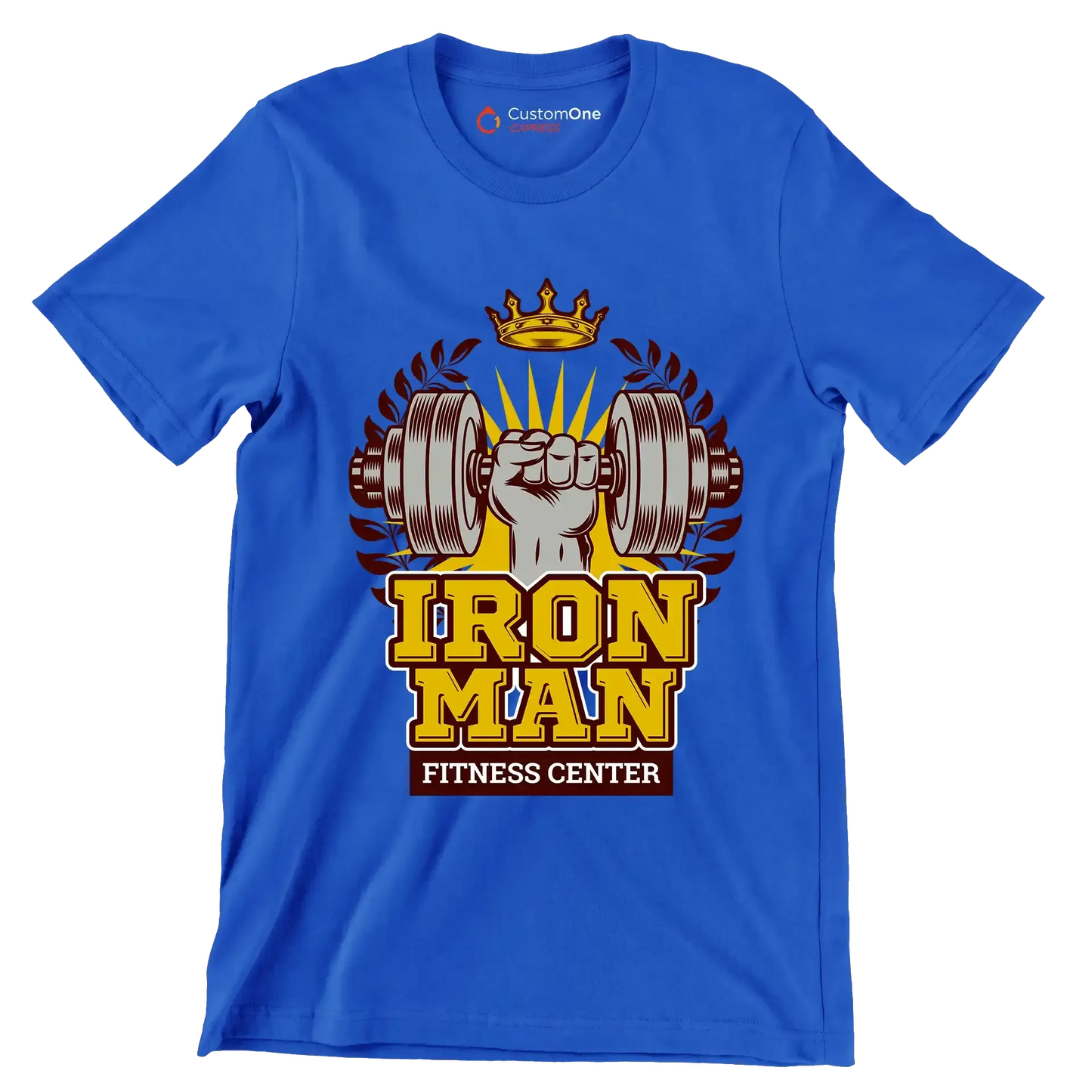 Iron Man Fitness Center - Gym Themed T-Shirt-Blue-S-Custom One Express