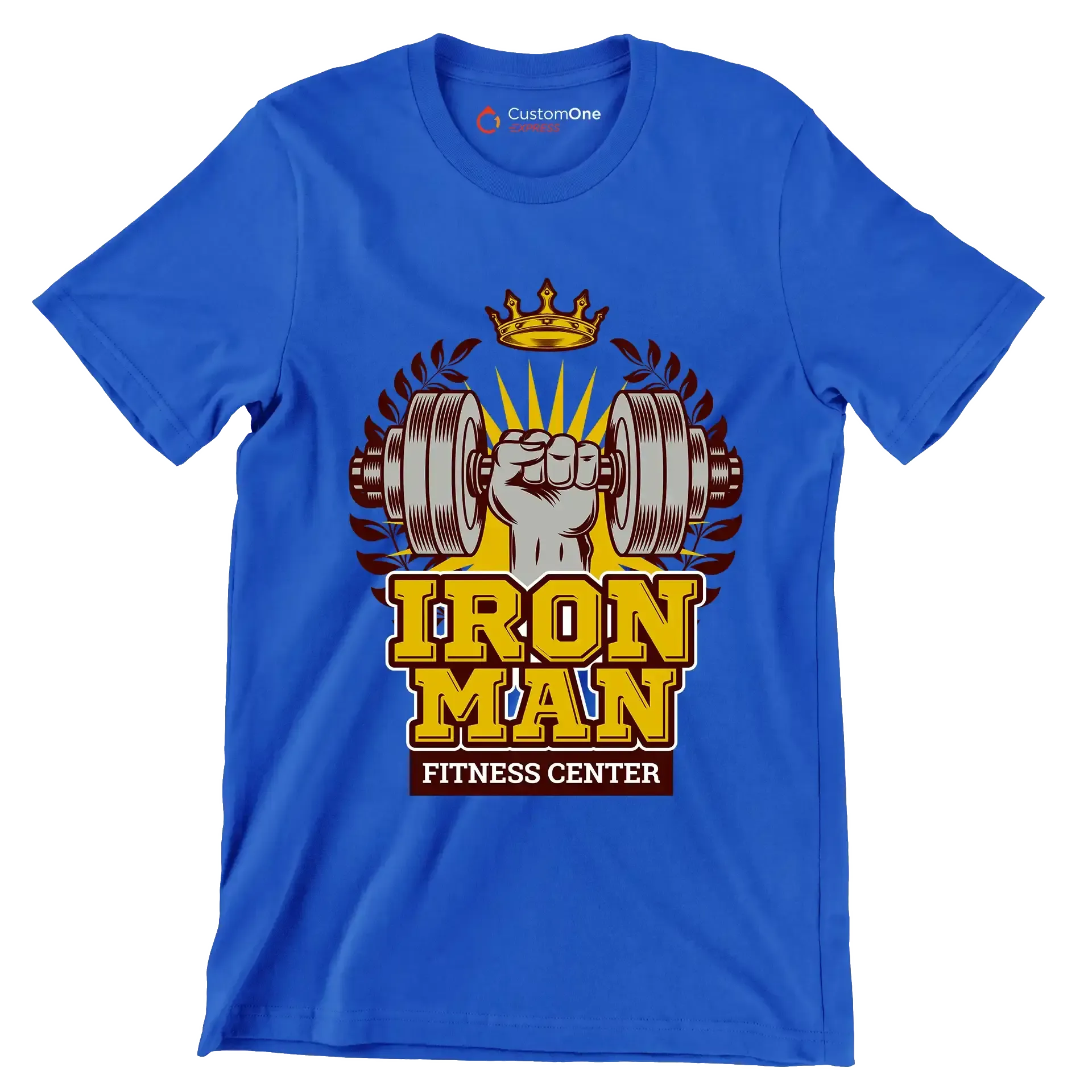 Iron Man Fitness Center - Gym Themed T-Shirt-Blue-S-Custom One Express