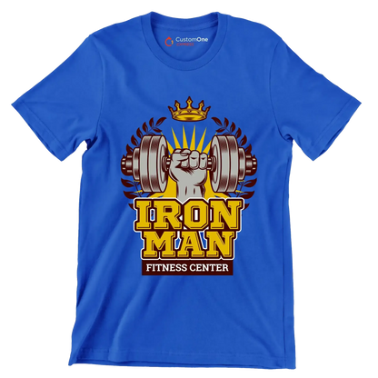 Iron Man Fitness Center - Gym Themed T-Shirt-Blue-S-Custom One Express