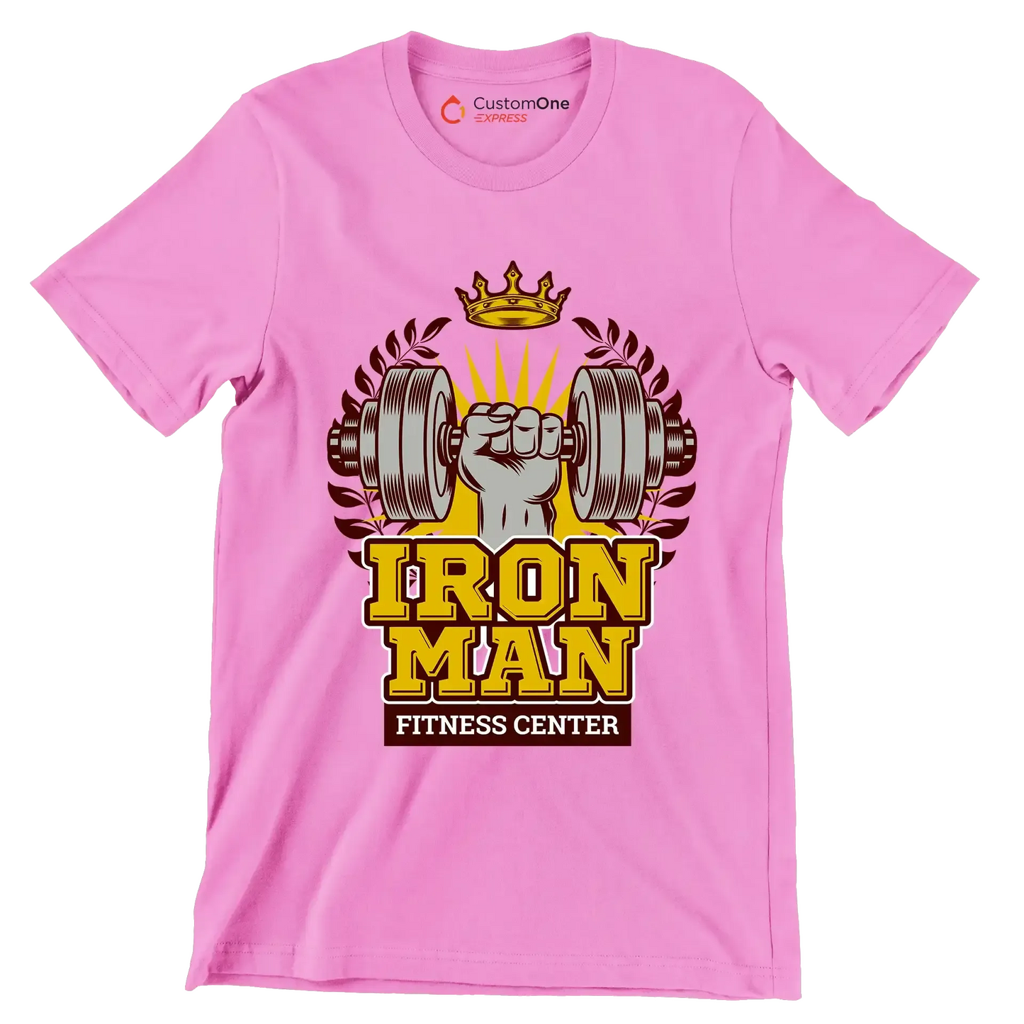 Iron Man Fitness Center - Gym Themed T-Shirt-Pink-S-Custom One Express