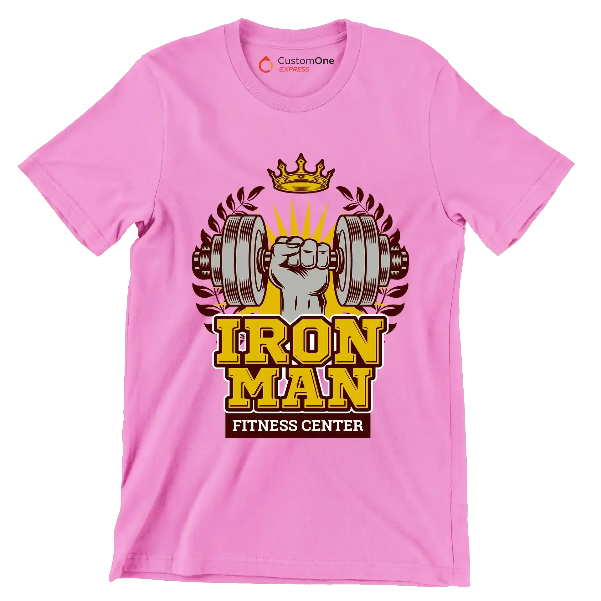 Iron Man Fitness Center - Gym Themed T-Shirt-Pink-S-Custom One Express