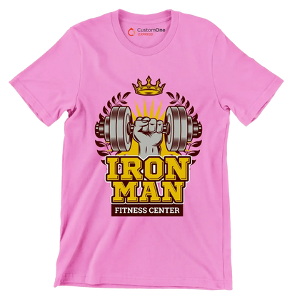 Iron Man Fitness Center - Gym Themed T-Shirt-Pink-S-Custom One Express