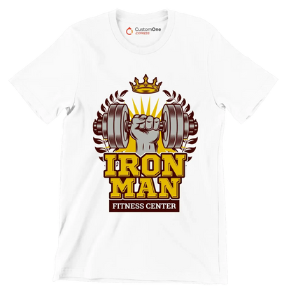 Iron Man Fitness Center - Gym Themed T-Shirt-White-S-Custom One Express
