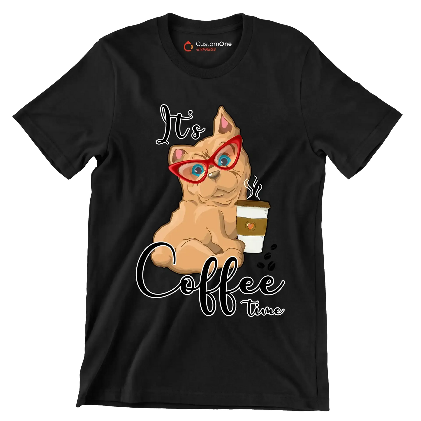 It Is Coffee Time - Coffee Themed T-Shirt-Black-S-Custom One Express