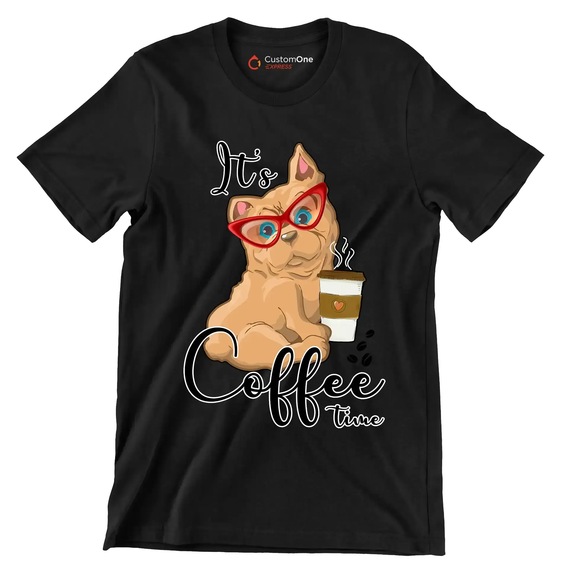It Is Coffee Time - Coffee Themed T-Shirt-Black-S-Custom One Express