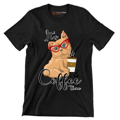 It Is Coffee Time - Coffee Themed T-Shirt-Black-S-Custom One Express