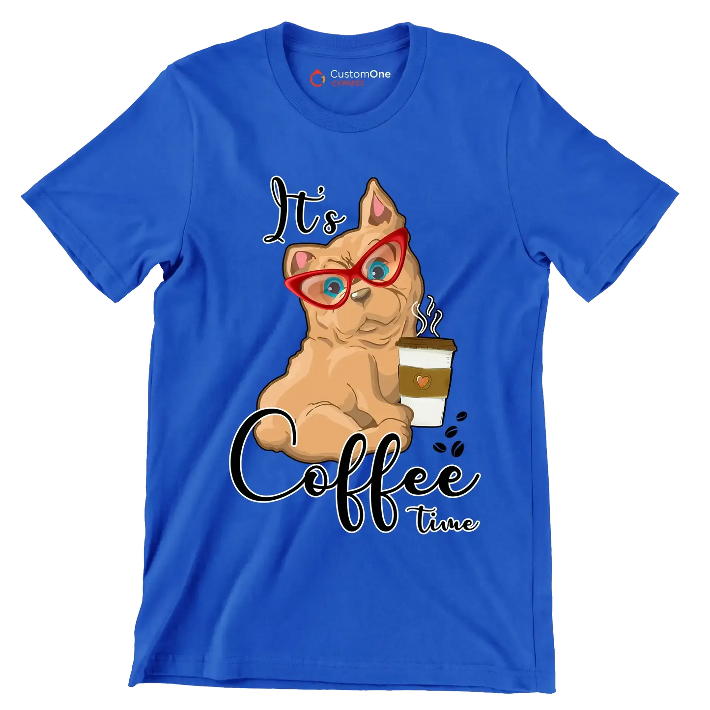 It Is Coffee Time - Coffee Themed T-Shirt-Blue-S-Custom One Express