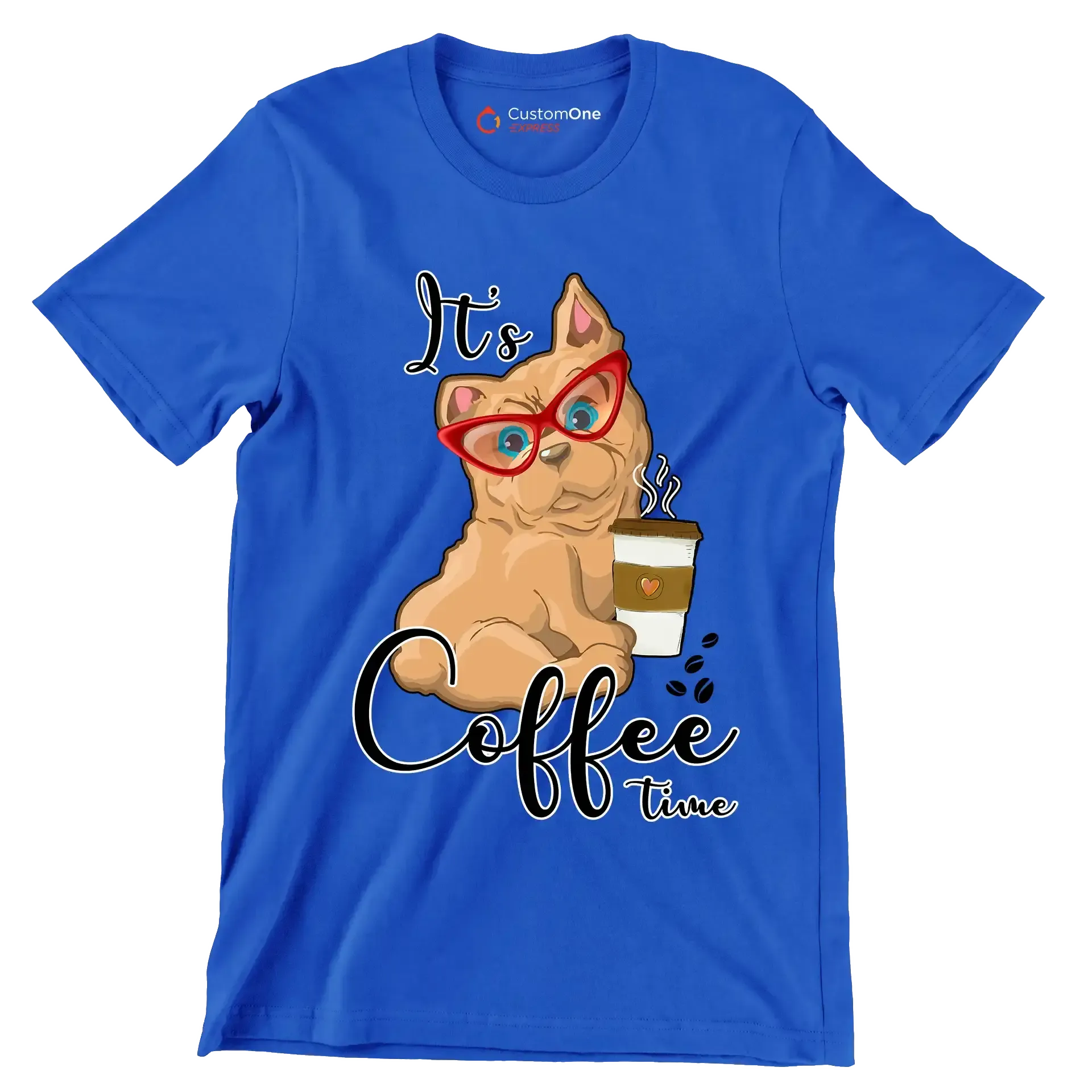 It Is Coffee Time - Coffee Themed T-Shirt-Blue-S-Custom One Express