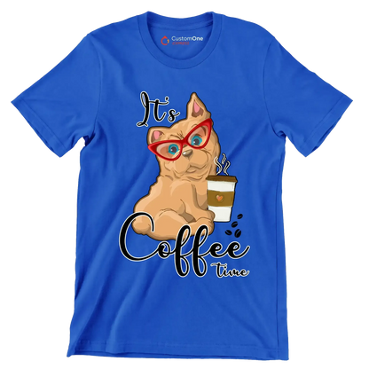 It Is Coffee Time - Coffee Themed T-Shirt-Blue-S-Custom One Express