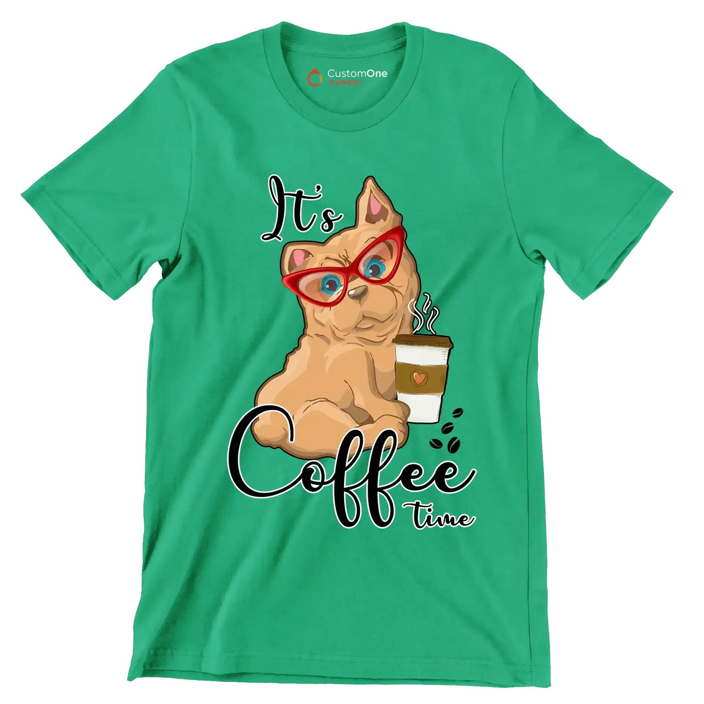 It Is Coffee Time - Coffee Themed T-Shirt-Green-S-Custom One Express