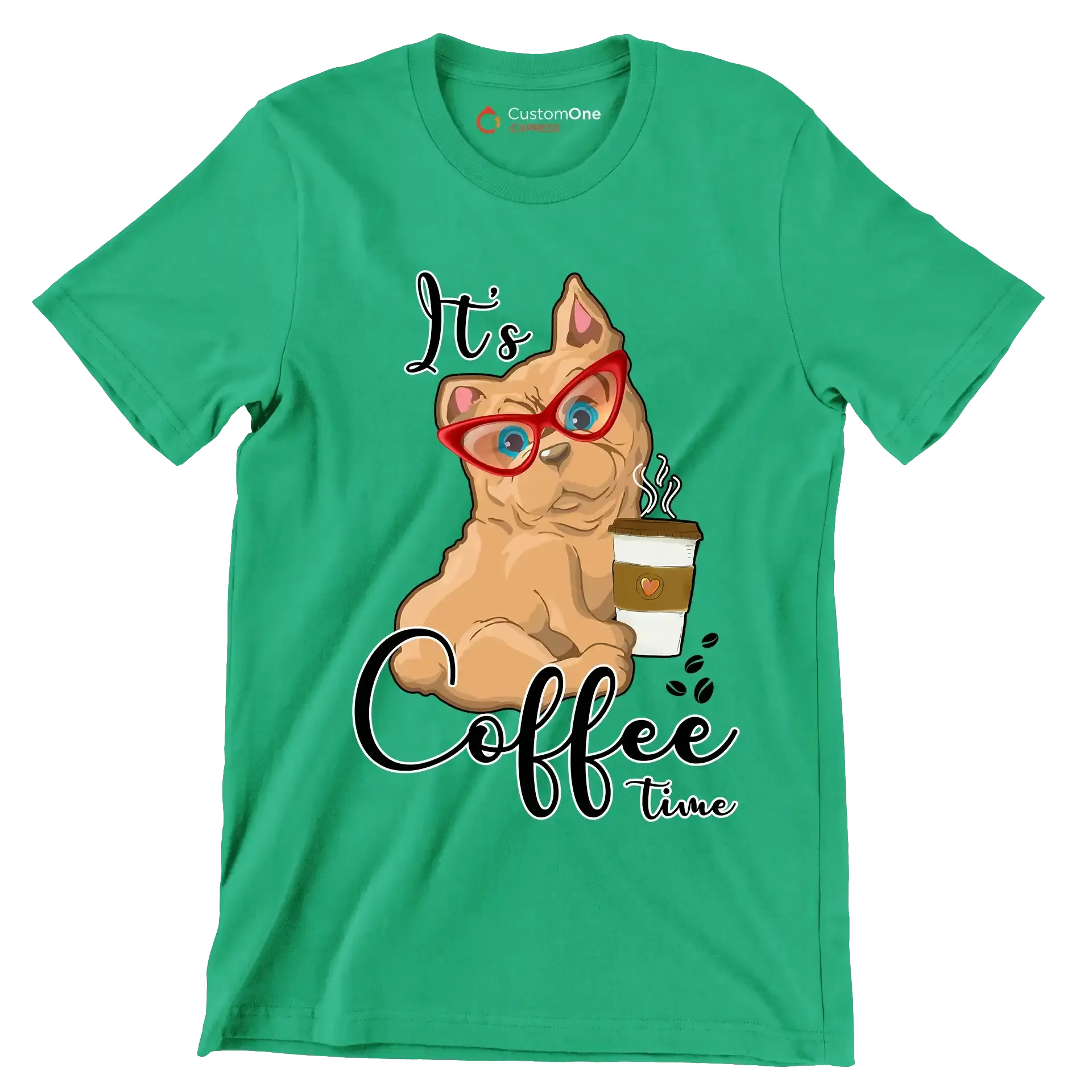 It Is Coffee Time - Coffee Themed T-Shirt-Green-S-Custom One Express