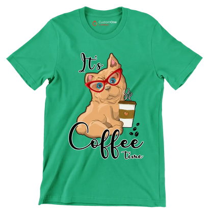 It Is Coffee Time - Coffee Themed T-Shirt-Green-S-Custom One Express