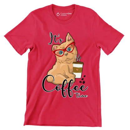 It Is Coffee Time - Coffee Themed T-Shirt-Red-S-Custom One Express