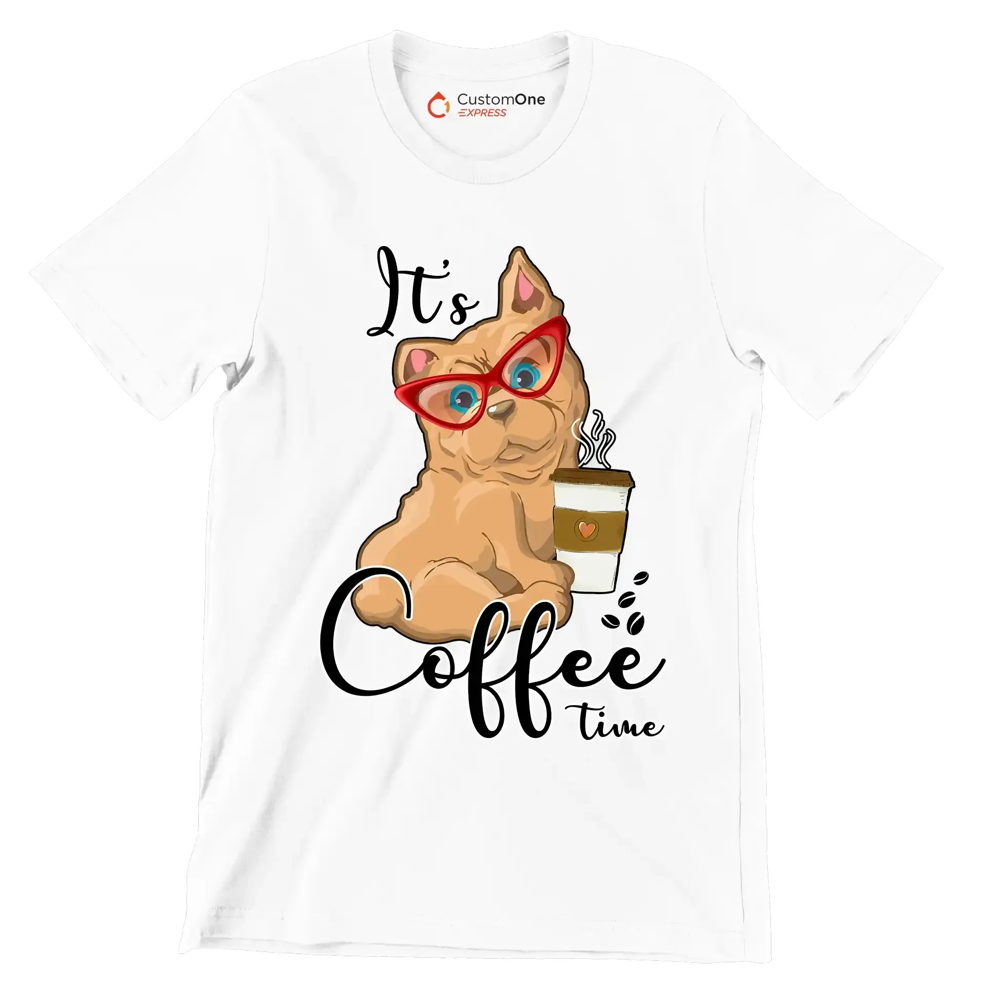 It Is Coffee Time - Coffee Themed T-Shirt-White-S-Custom One Express