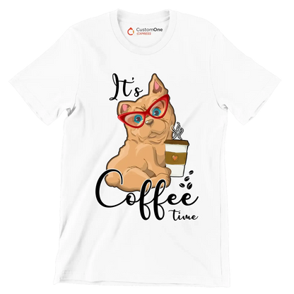 It Is Coffee Time - Coffee Themed T-Shirt-White-S-Custom One Express