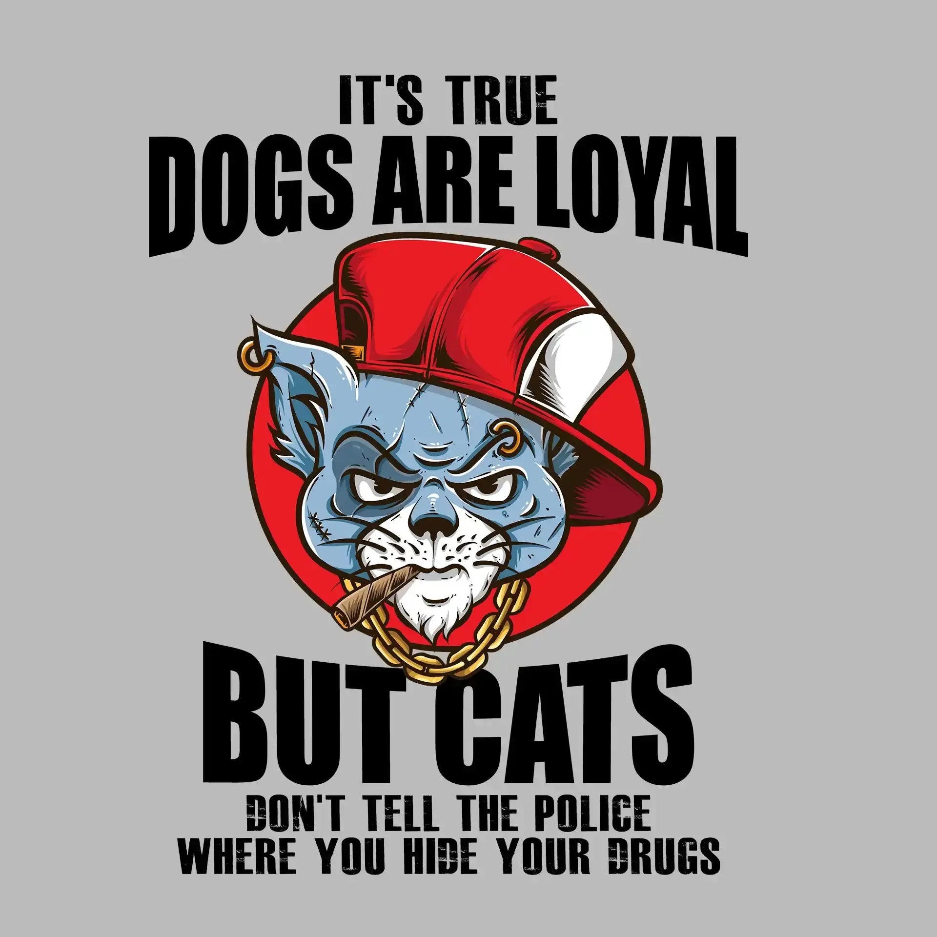 It's true dogs are loyal but cats don't tell the police where you hide your drugs - Cat Themed T-Shirt-Blue-S-Custom One Express