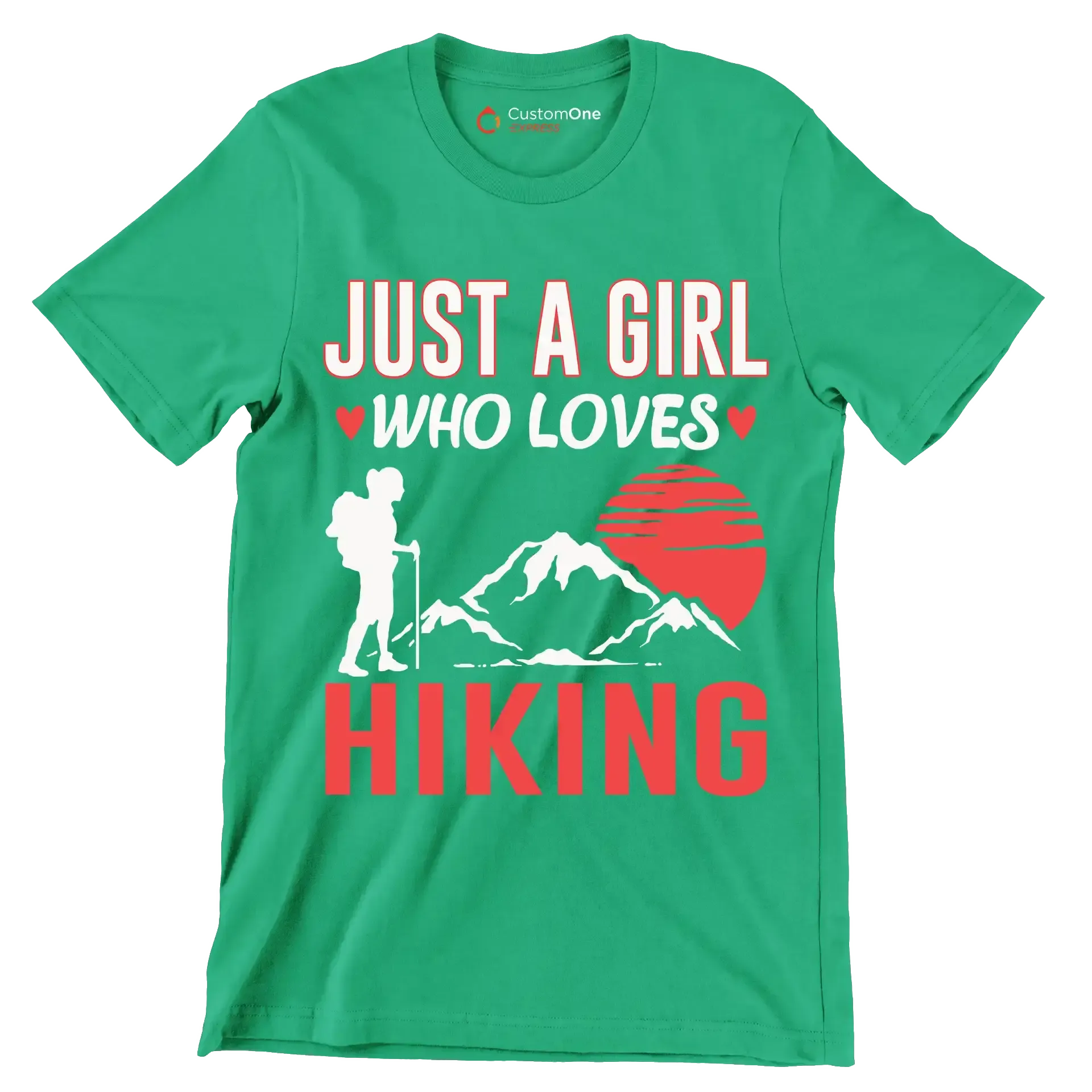 JUST A GIRL WHO LOVES HIKING - Hiking Themed T-Shirt-Green-S-Custom One Express