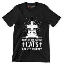 Jesus Is My Savior Cats - Cat Themed T-Shirt-Black-S-Custom One Express