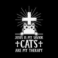 Jesus Is My Savior Cats - Cat Themed T-Shirt-Black-S-Custom One Express