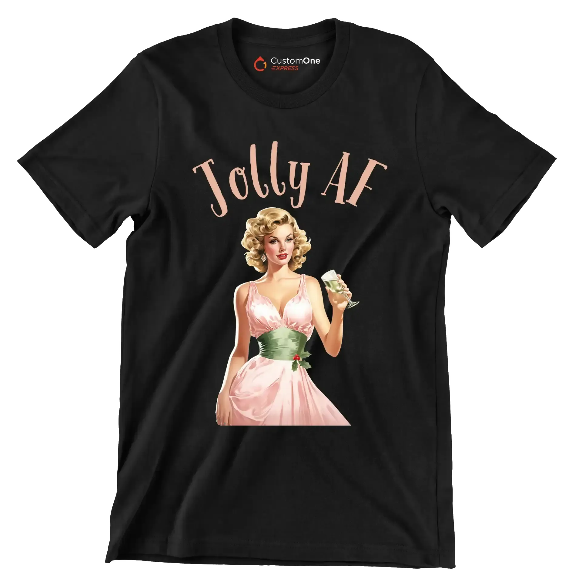 Jolly AF - Retro Themed T-Shirt-Black-S-Custom One Express