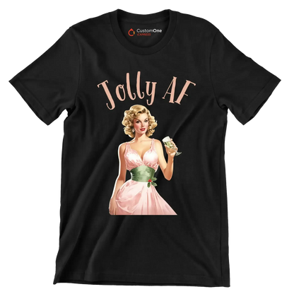 Jolly AF - Retro Themed T-Shirt-Black-S-Custom One Express