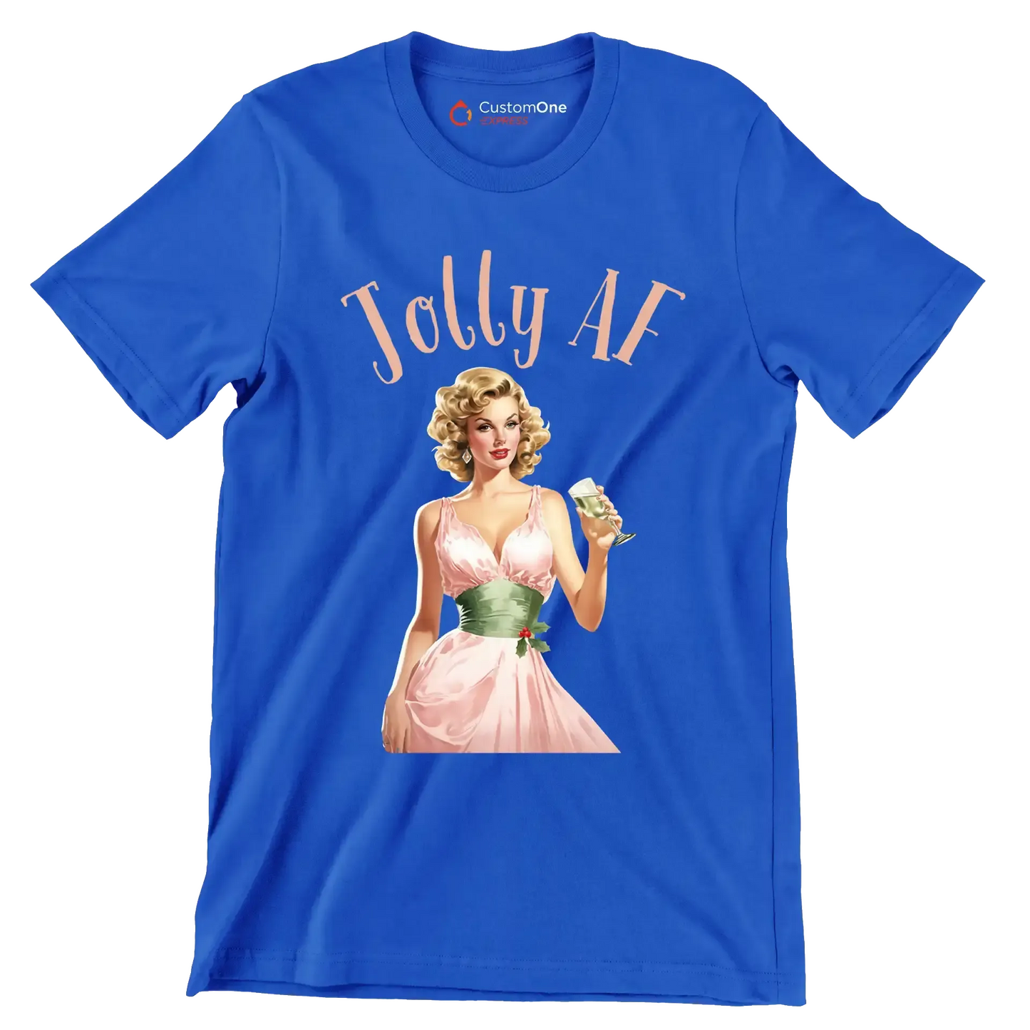 Jolly AF - Retro Themed T-Shirt-Blue-S-Custom One Express