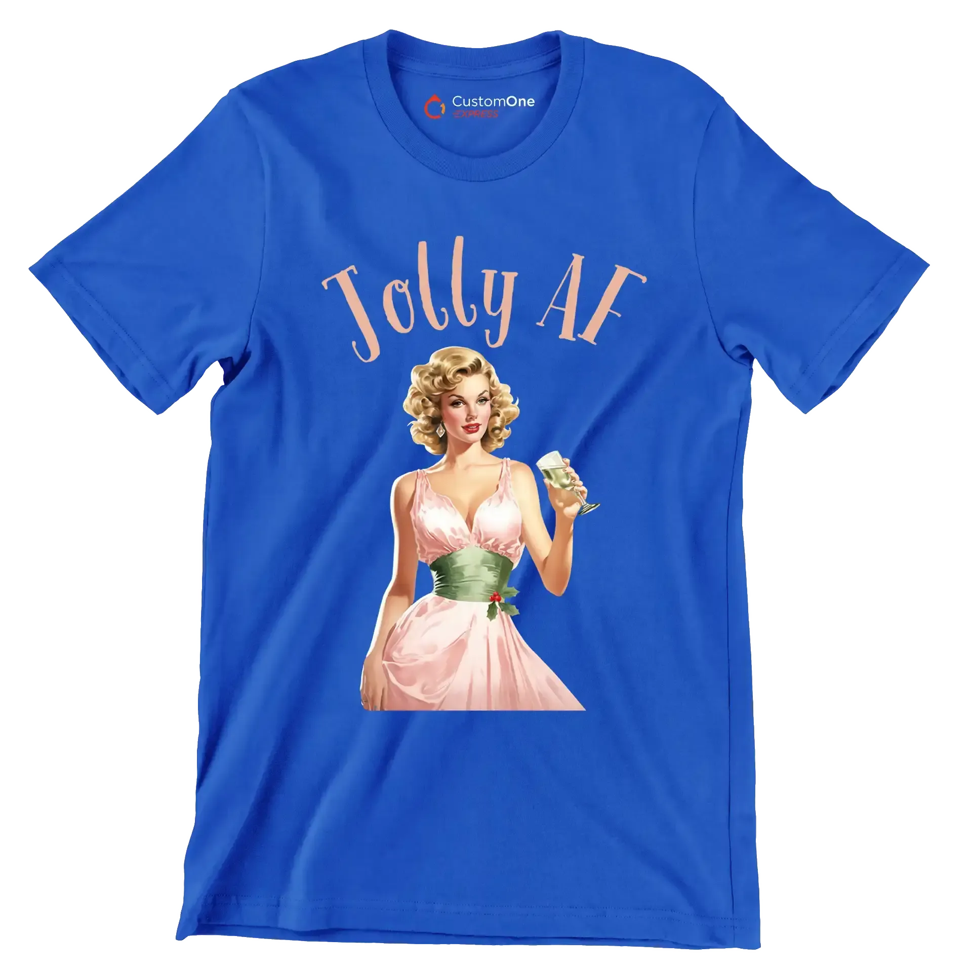 Jolly AF - Retro Themed T-Shirt-Blue-S-Custom One Express