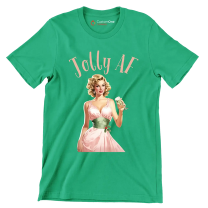 Jolly AF - Retro Themed T-Shirt-Green-S-Custom One Express