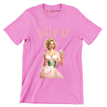 Jolly AF - Retro Themed T-Shirt-Pink-S-Custom One Express