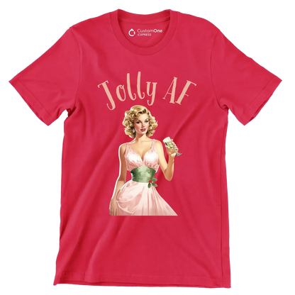 Jolly AF - Retro Themed T-Shirt-Red-S-Custom One Express