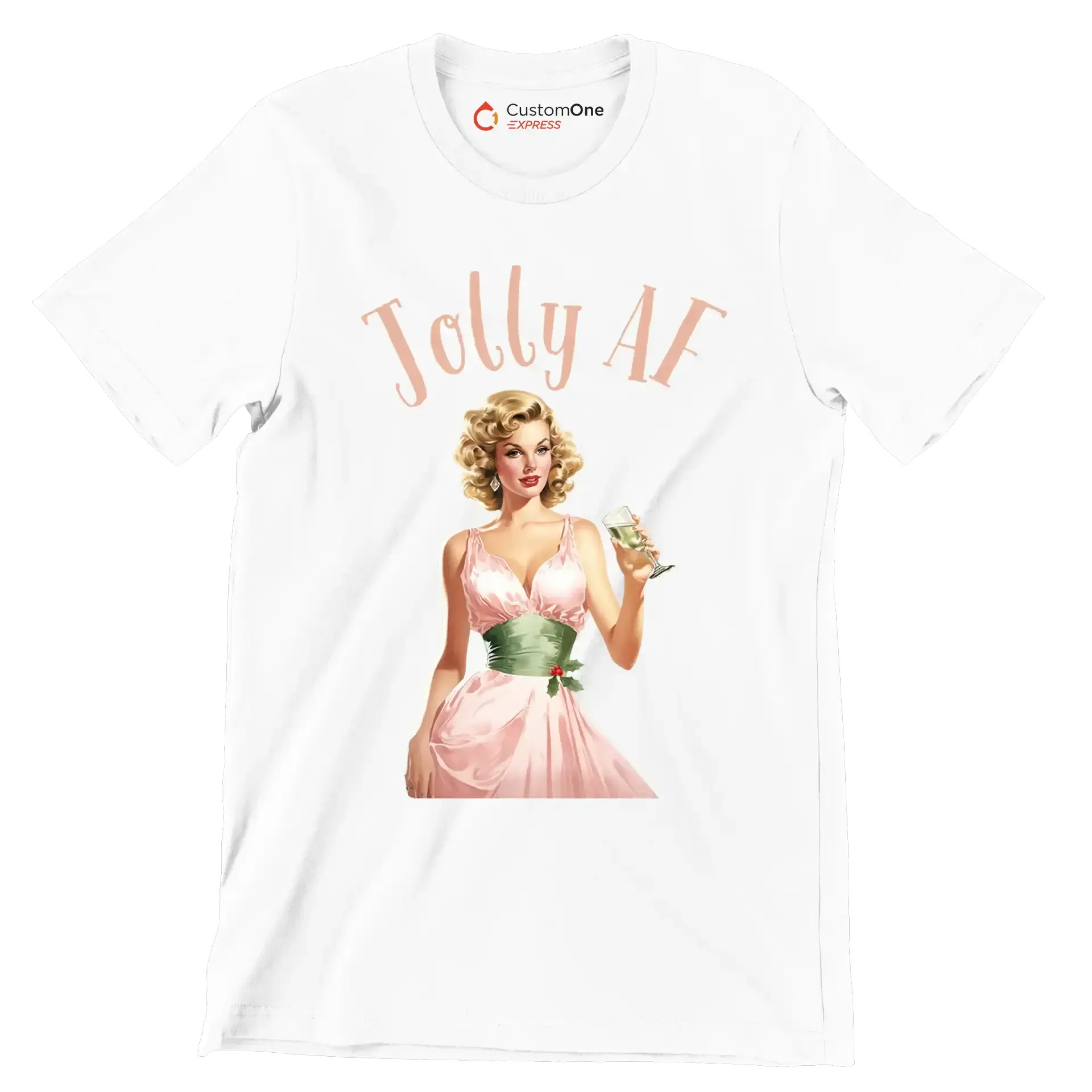 Jolly AF - Retro Themed T-Shirt-White-S-Custom One Express