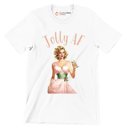 Jolly AF - Retro Themed T-Shirt-White-S-Custom One Express