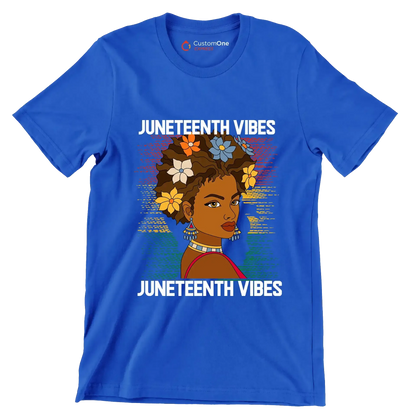 Juneteenth vibes juneteenth vibes - Martin Luther King T-Shirt-Blue-S-Custom One Express
